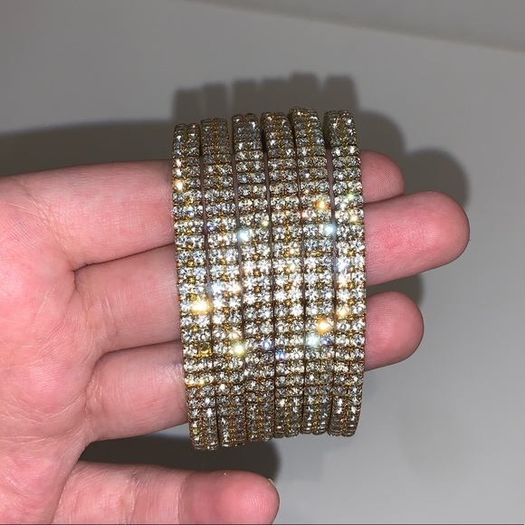 6 Diamond/Gold Bangles - Picture 2 of 5